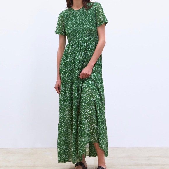 zara maxi dress green